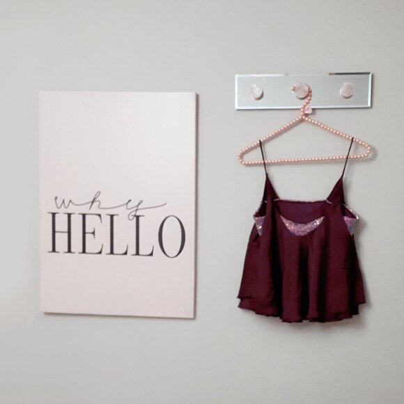 NWOT Free People plum purple satin-like camisole with sequin accent, S - Picture 8 of 11